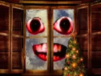 image New Year Santa Claus outside the window