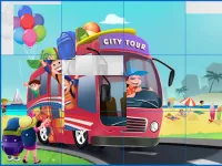 image Kids and Vehicles Jigsaw